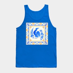 Blue painting with French folk cock. Tank Top